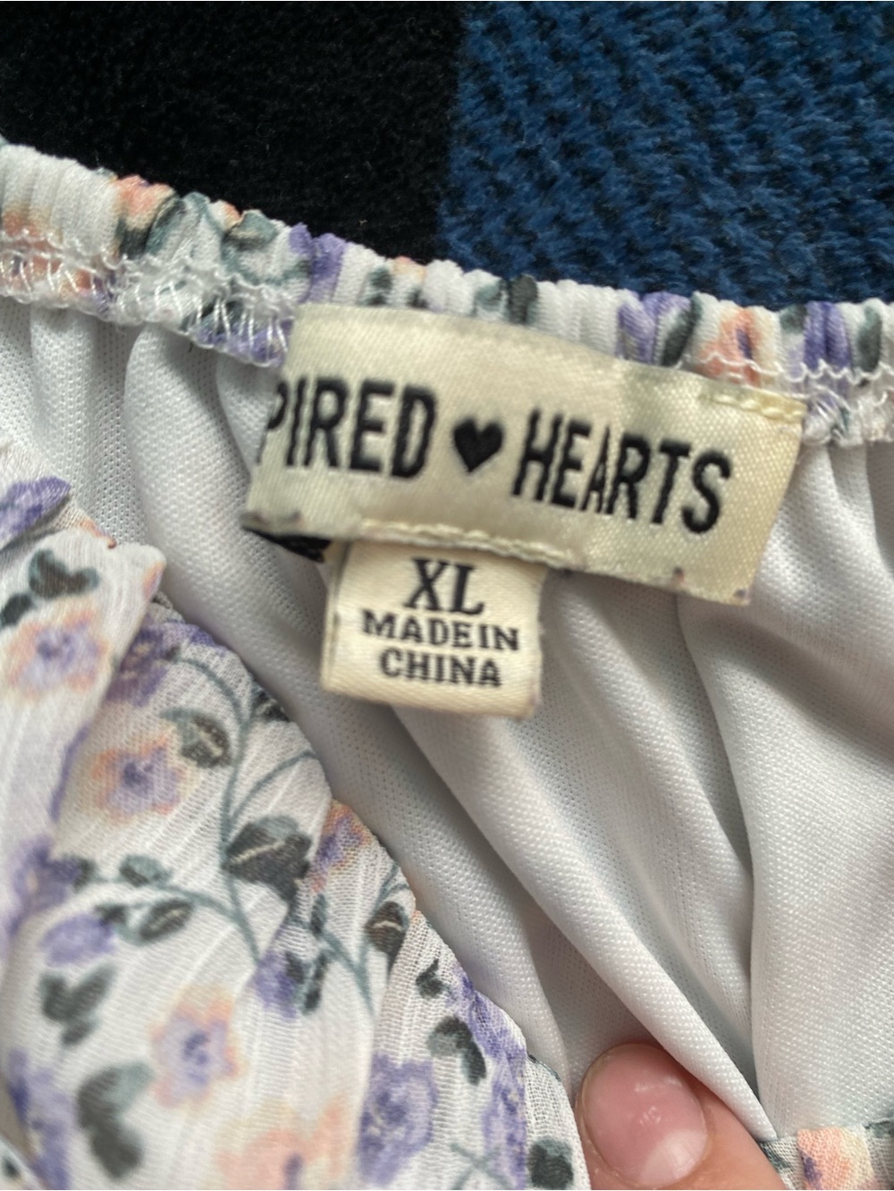Inspired Hearts White Chemise Top with Lavender Floral Print
